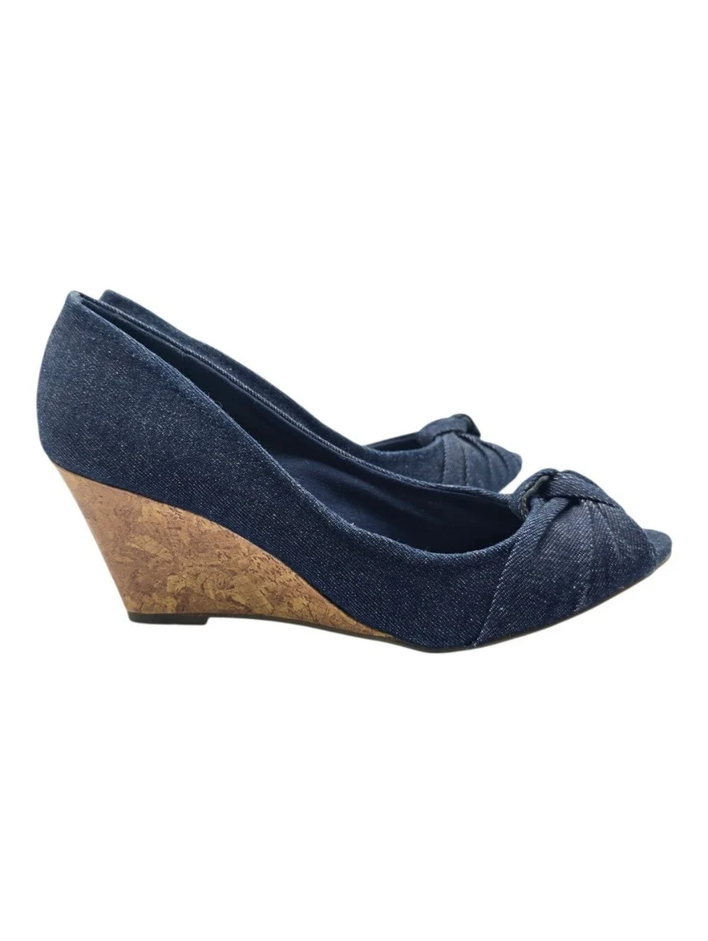 American Eagle By Payless Navy Peep-Toe Wedge Heels Size 9.5
